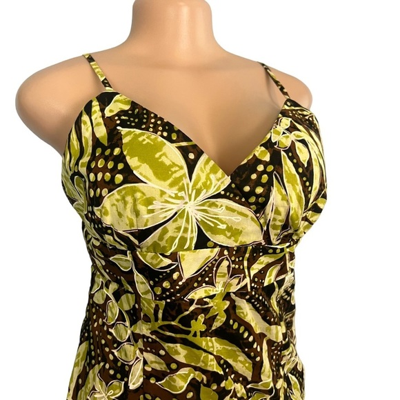 Muse Boston Proper Tropical Print Green and Brown Mini Dress - Picture 2 of 9